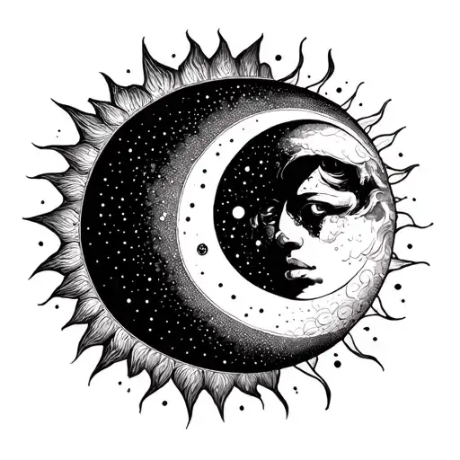 Sun And Moon Merging Together