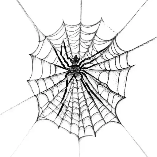 Spider Web With Leaves