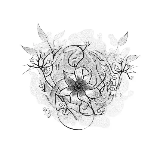 Dark Vines With Thorns Cascading Down To Blooming Flowers