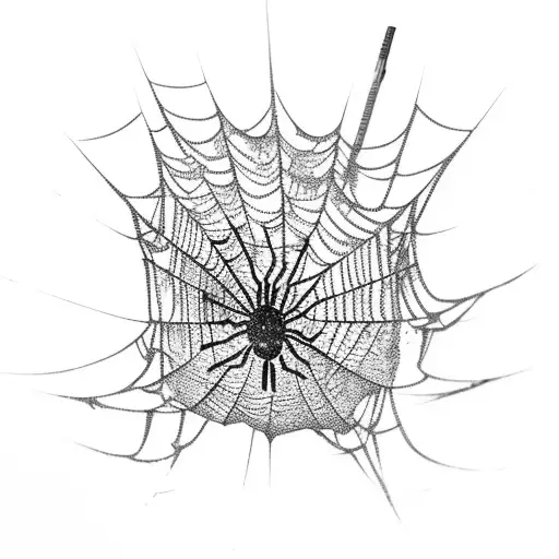 Spider Web With Sakura Leaves