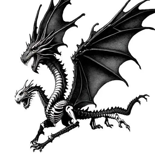 Skeleton Dragon Flying