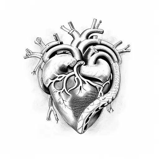 Anatomical Heart With Snake Wrapped Around Staff