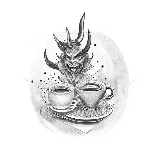 A Devil Playing A Musical Instrument In A Coffee Shop