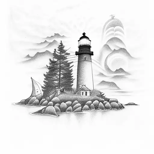 Lighthouse Mixed With A Tree