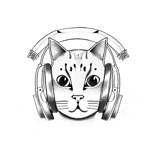 Kawaii Cat Wearing Headphones