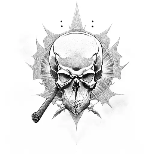 Skull Whith Death And Scythe