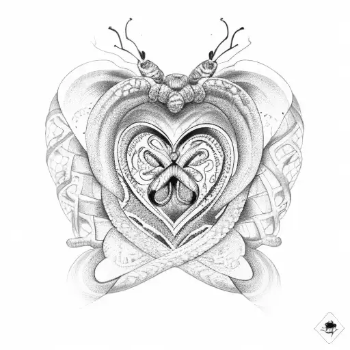 Infinity Butterfly Inside Heart With Snake Around