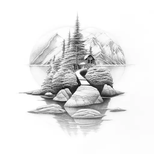 A Serene Landscape With A Spiritual Symbol Hidden In The Scenery