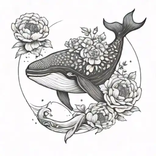 Whale Peonies Moon Shape