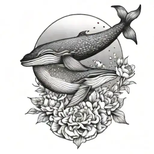 Whale Dissapear Peonies Moon Shape Made
