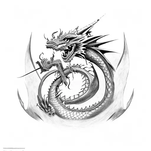 A Dragon Littered With The Scars Of Battle All Over Its Body And A Semicolon For A Pupil