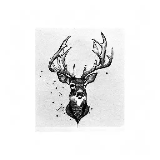 Side View Of A Deer With Antlers That Looks To The Front Horizontal Placement