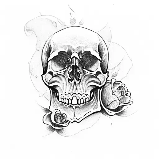 Skull With Black Dalia