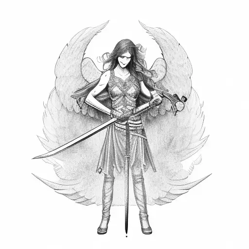 Angel Before A Defeat Holding A Sword