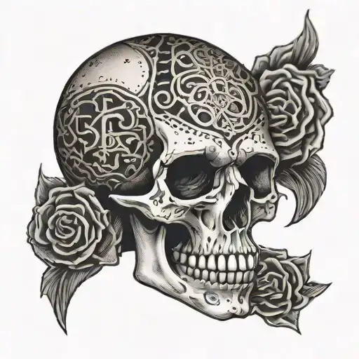 Skull Open And Brain With Arabic Letters