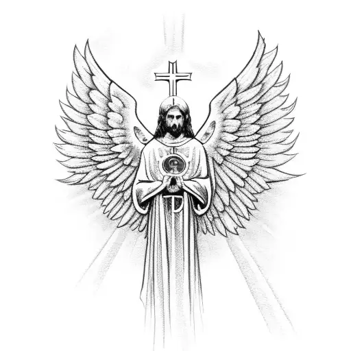 Holy Cross With Angel Wings