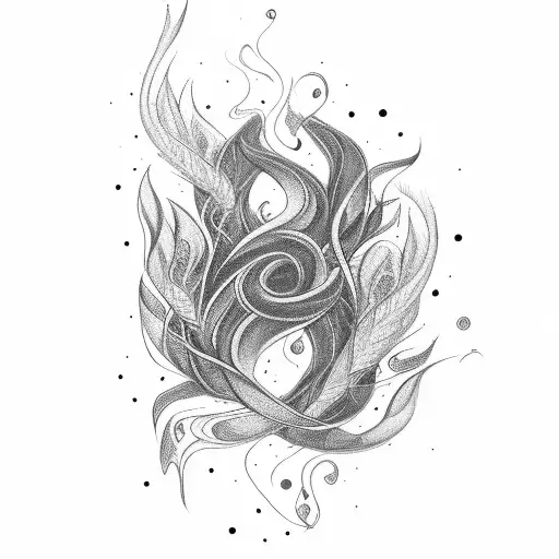 A Feather Composed Of Intertwining Flames And Smoke