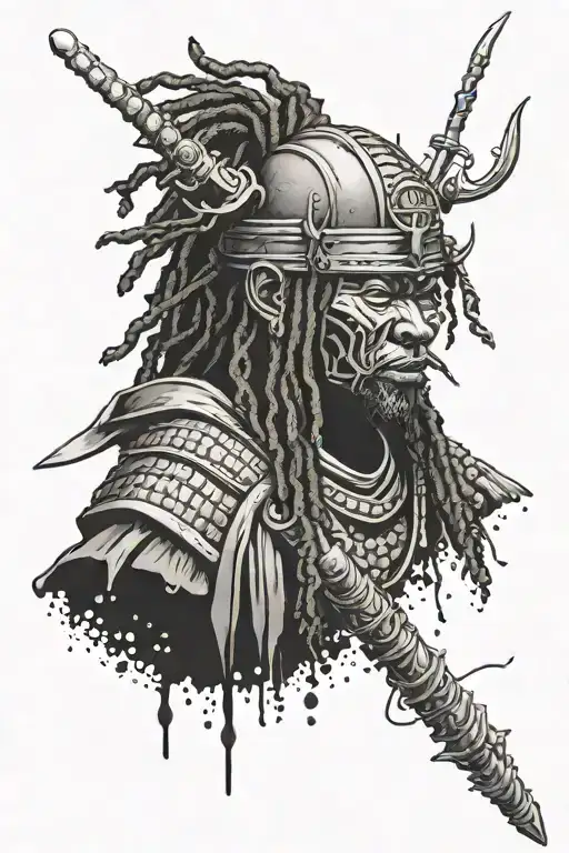 African Samurai With Dreadlocks