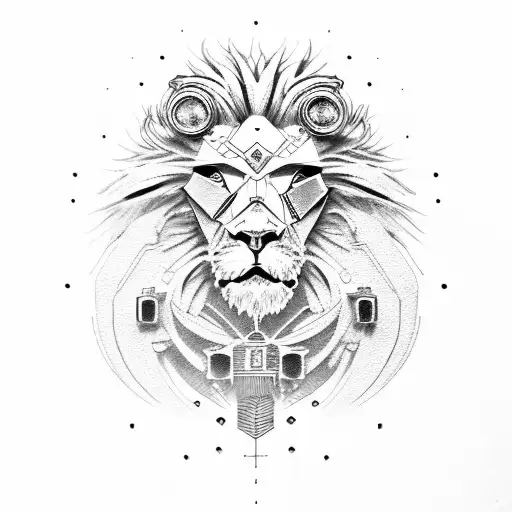 Cyberpunk Lion Head