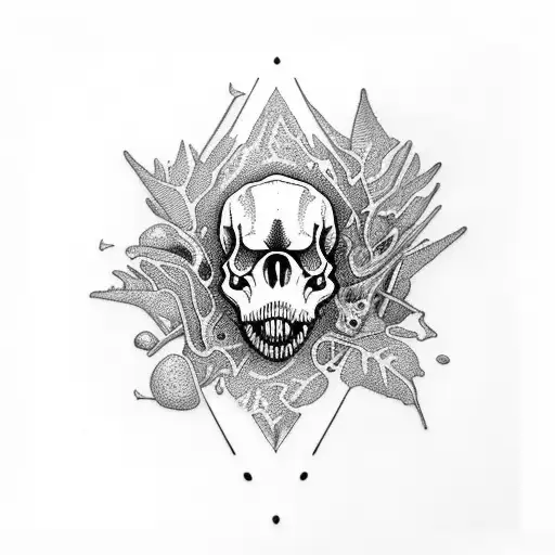 Dinosaur Skulls With Foliage