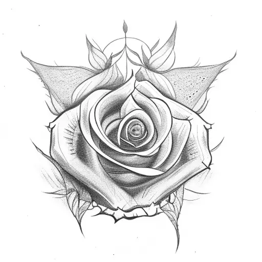 One Wolf With One Rose One Daysi Flower And One Sunflower