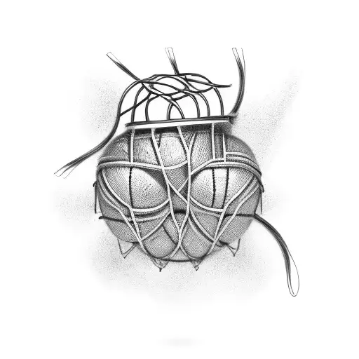 African Musical Instruments Intertwined With Basketball Nets