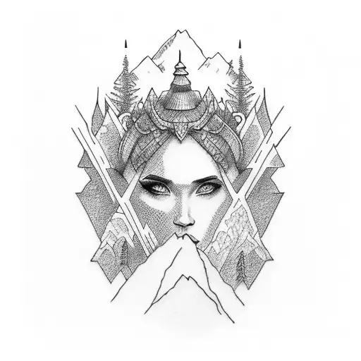 Mountain With Goddess On Top