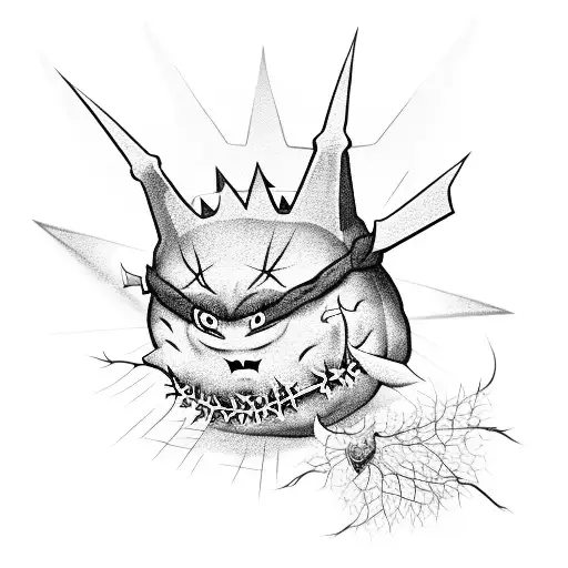 A Ski Mask With Gengar Smile And A Crown Of Thorns