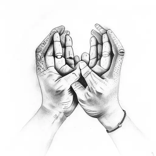 Praying Hands With Bird And A Cross