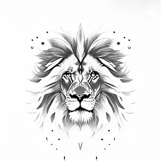 Lion Representing Life And Deadwith Feathers Instead Of Mane