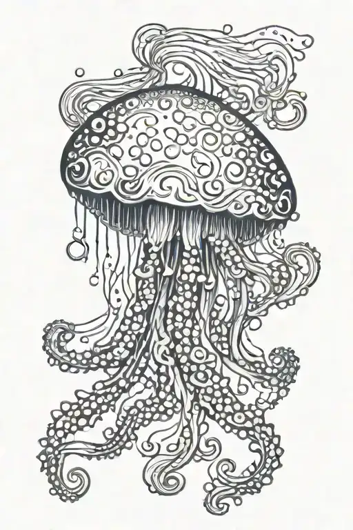 Jellyfish With Liquid Line Art