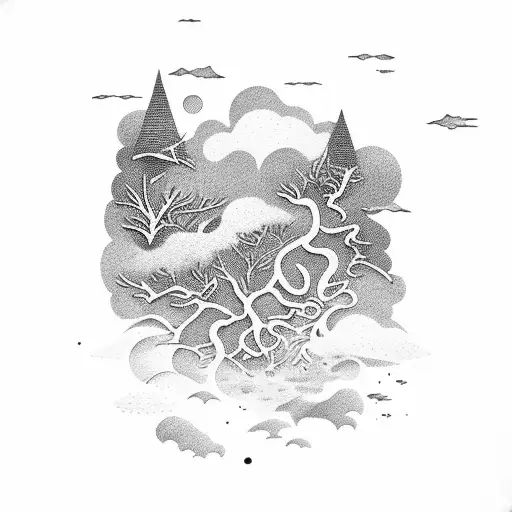 Abstract Clouds Whit A Sea And Forest