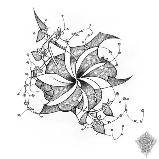 Cancer Constellation With Vines And Cherry Blossom Flower And Plumeria Flower