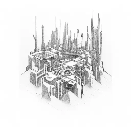 A Mountain Biker Riding Through A Futuristic Cyberpunk City