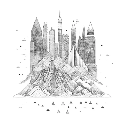 A Surreal City Skyline Merging With The Ocean Waves