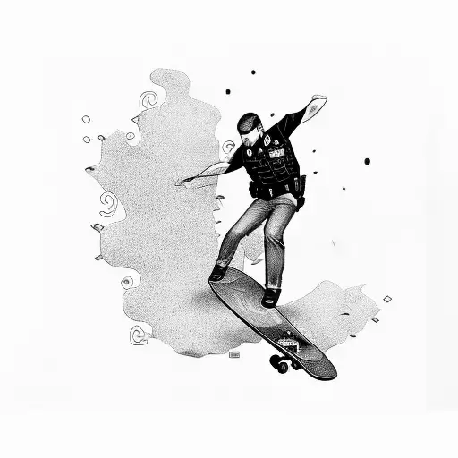 Police Officer Doing A Kickflip On A Skateboard