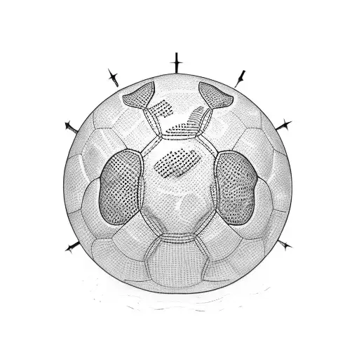 A Dotwork Tattoo Of A Football With The Client's Family Names Incorporated Into The Design