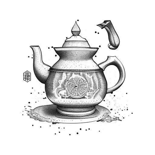 A Teapot Pouring Hot Tea Into An Open Book