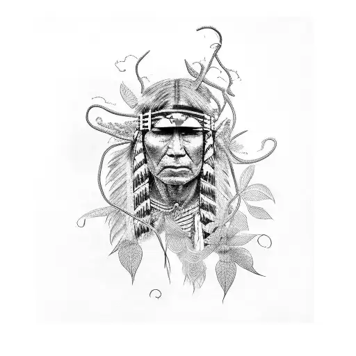Native American With Vines