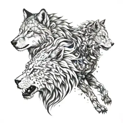 Wolf And Lion Merged