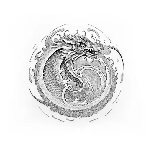 An Intricate Wave Pattern With Hidden Dragon Silhouettes