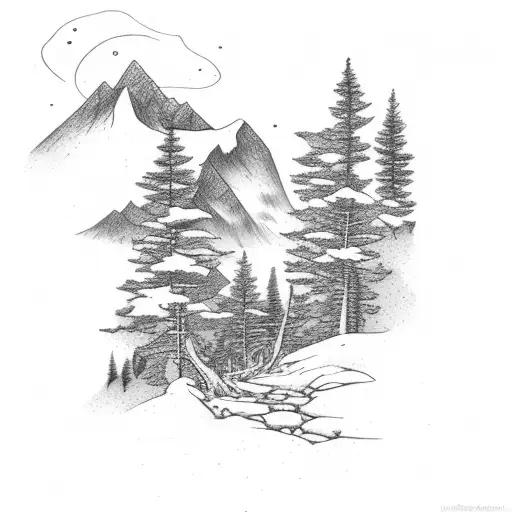 Trail Running With Mountain And Forest Scene