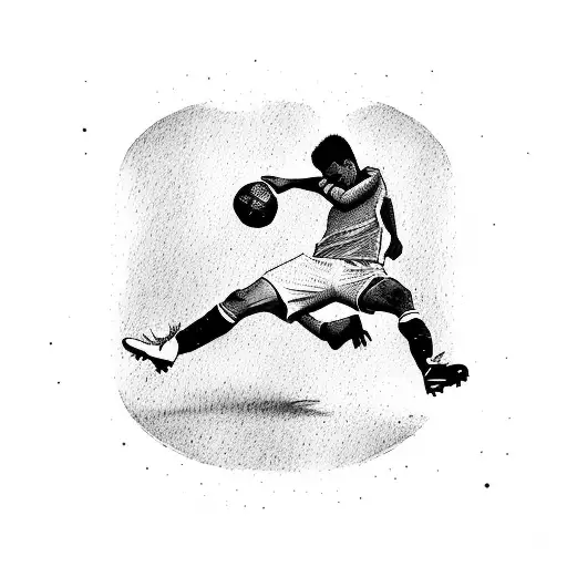 A Silhouette Of A Soccer Player In Action With A Cross In The Background