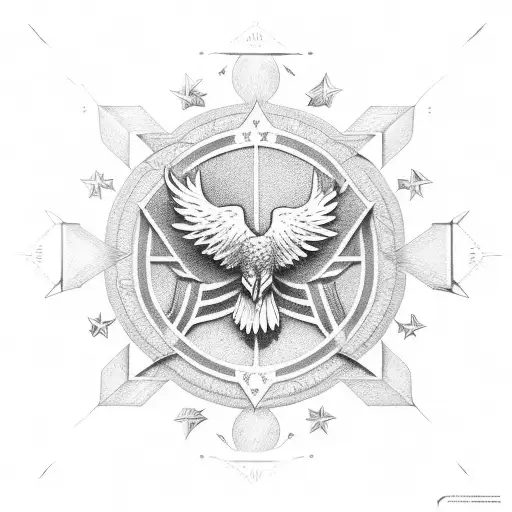 Flag With A Single Eagle's Wing In The Centre