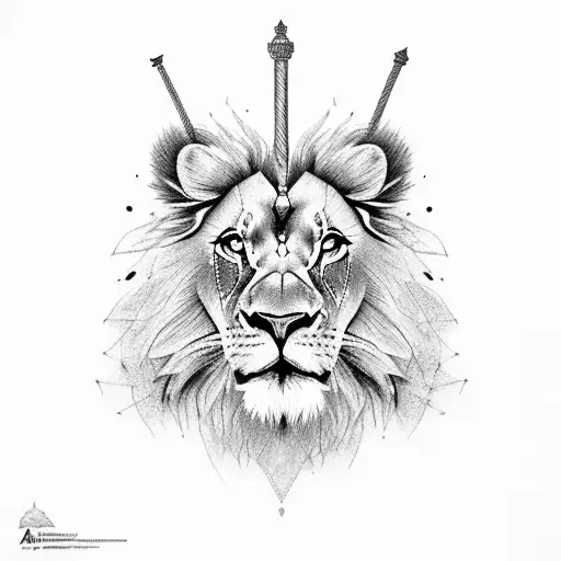 A Regal Portrait Of A Lion With A Scepter