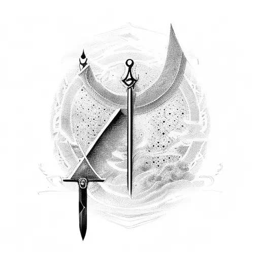 A Minimalist Design Of Tokito Muichiro's Sword With Japanese Kanji