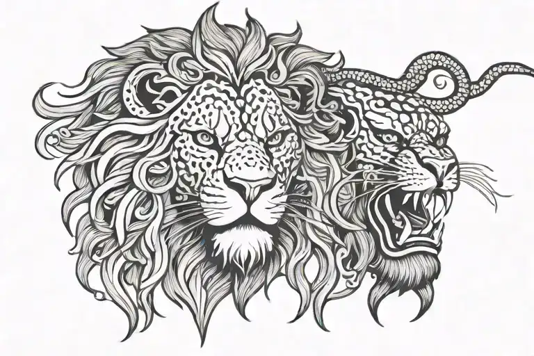 Southern Chinese Lion Head Tattoo