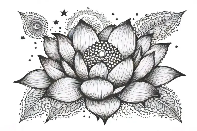A Lotus With A Half Moon And Write Peace With It