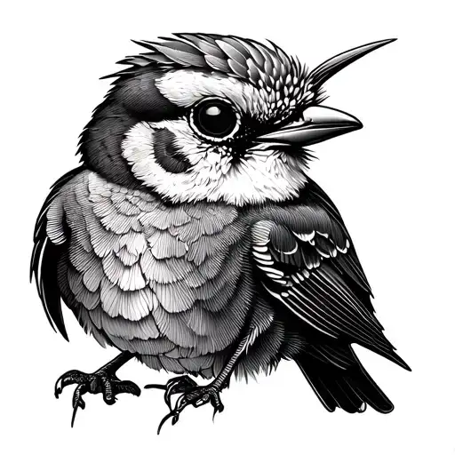 Including English Letter With Desing S And M On A Cute Bird