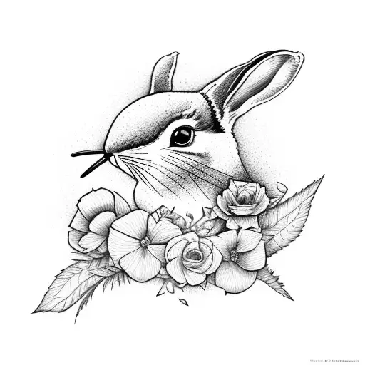 A Bunny Giving A Flower To A Hummingbird
